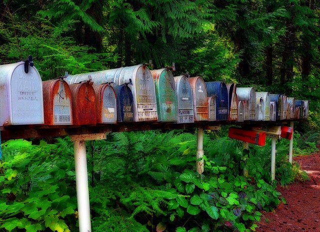 Picture of mailboxes in a row